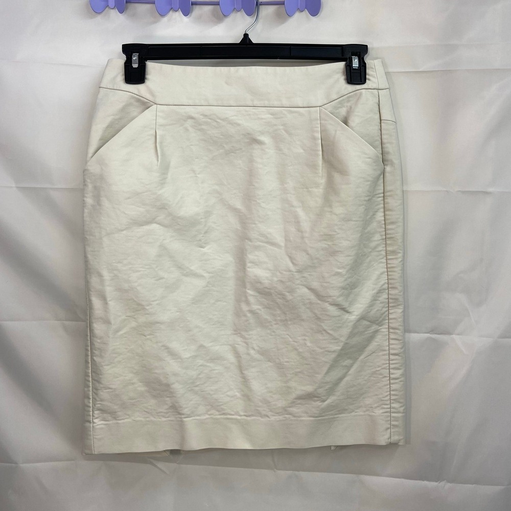 J. Crew women's light tan beige pocket pleated business casual stretch‎ skirt 8